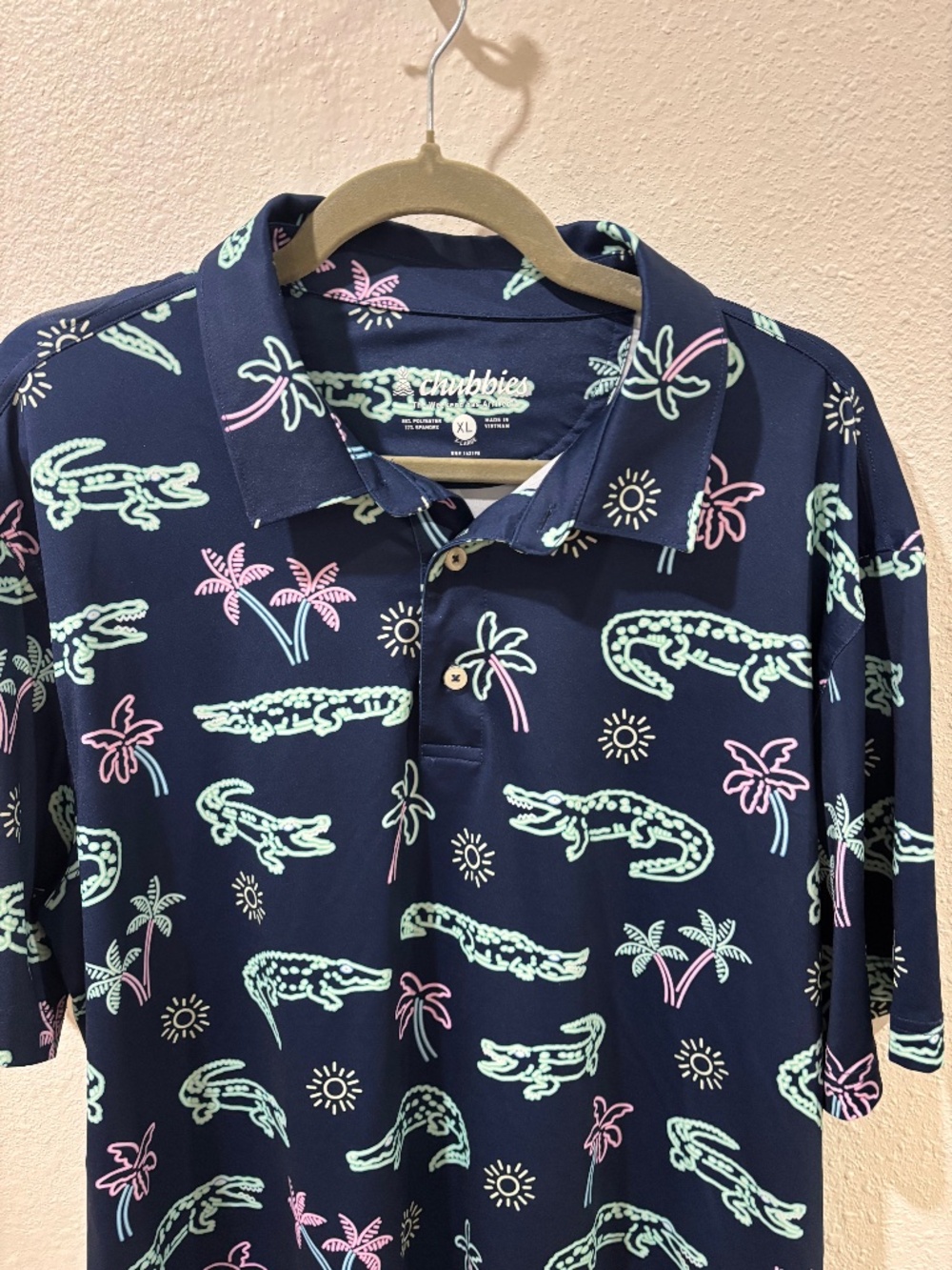 Chubbies Men's 'The Neon Midnight Glades' Beach Performance Golf Polo  Size XL